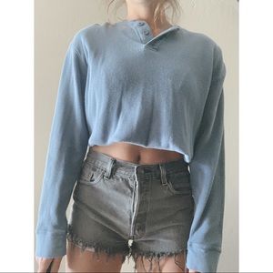 light blue ribbed oversized boyfriend henley